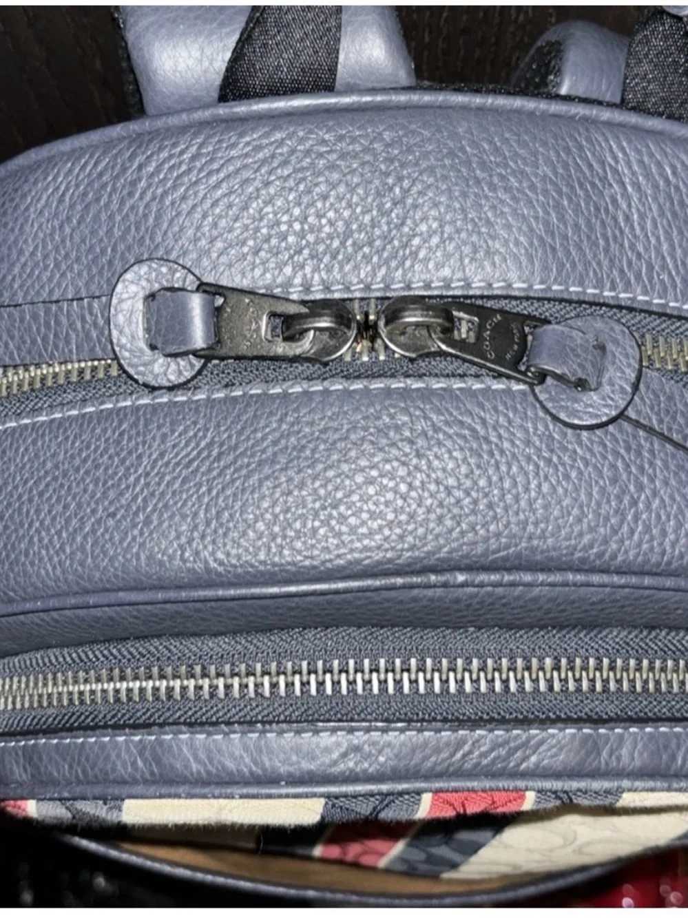 Coach Navy, Cream & Red Striped Men’s Leather Backpack